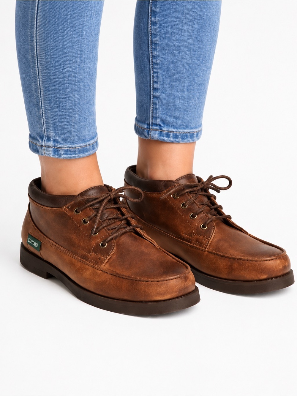 Size 8 Eastland Women’s Warren 1955 Leather Moc Toe Boots British Tan Brown
